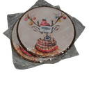 heiyihe Round Christmas Reindeer Canvas Hanging Prints, 10x10 Inches Round Christmas Canvas Frame Wall Art Decor, Embroidery Kit Decor for Home Living Room, Xmas Gift Ideas for Family Friends-A12 2 pc