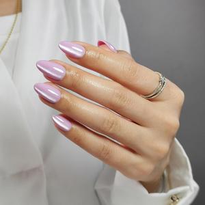 Pink Cat Eye Press on Nails Almond - Soft Gel Press on Nails Short for Women Gift, Natural Fit & Glossy Stick on Nails with Glue in 16 Sizes - 32 Reusable Fake Nails, Cat Eye Pink
