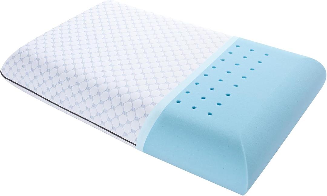 Memory Foam Pillow, Standard Ventilated Bed Pillow with Washable Cover, Cooling, Orthopedic, Neck & Shoulder Support, Back, Side & Stomach Sleepers, Hotel Essentials, Standard 1 Pack