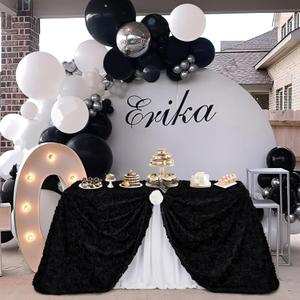 Fanqisi Black Table Cloths Satin Table Cover 50x80 Inches for Baby Shower Wedding Boys Birthday Party Table Decoration