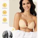 Niidor Adhesive Bra Strapless Sticky Invisible Push up Silicone Bra for Backless Dress with Reusable Nipple Covers (Nude)