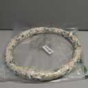 Embroidered Flowers White Cute Daisy Steering Wheel Cover Auto Anti-Slip Breathable Rubber Steering Wheel Protector,Floral Car Accessories for Women,Universal Size Fit Most Cars -15 inch