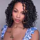 Goddess Locs Crochet Hair 10 Inch 7 Packs Boho Faux Locs Crochet Hair for Black Women Pre Looped Crochet Locs with Curly Ends (#1B)