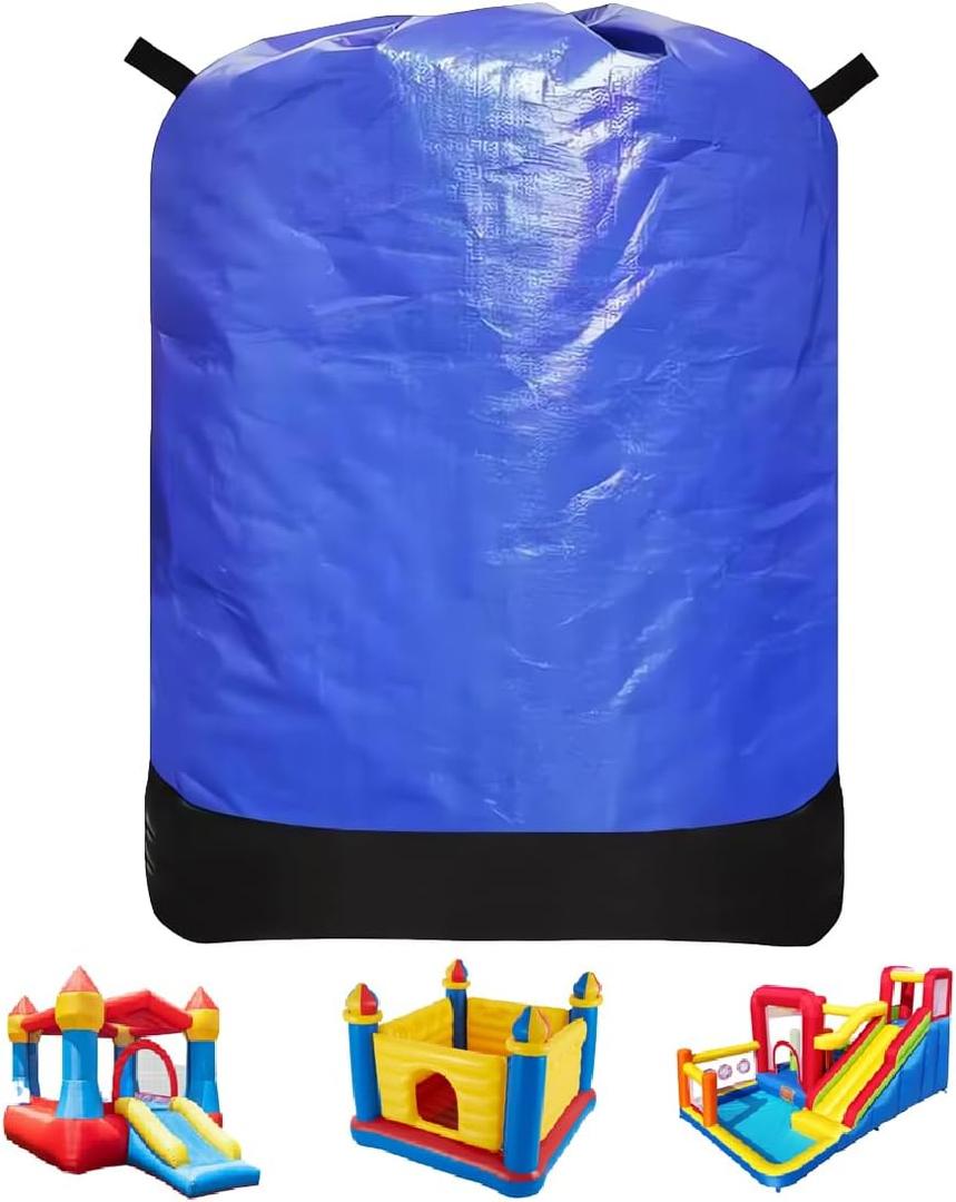 Heavy Duty Water-Resistant Inflatable Bounce House Storage Bag with Drawstring, Flat 39" x 47", for Residential & Commercial Use-Blue