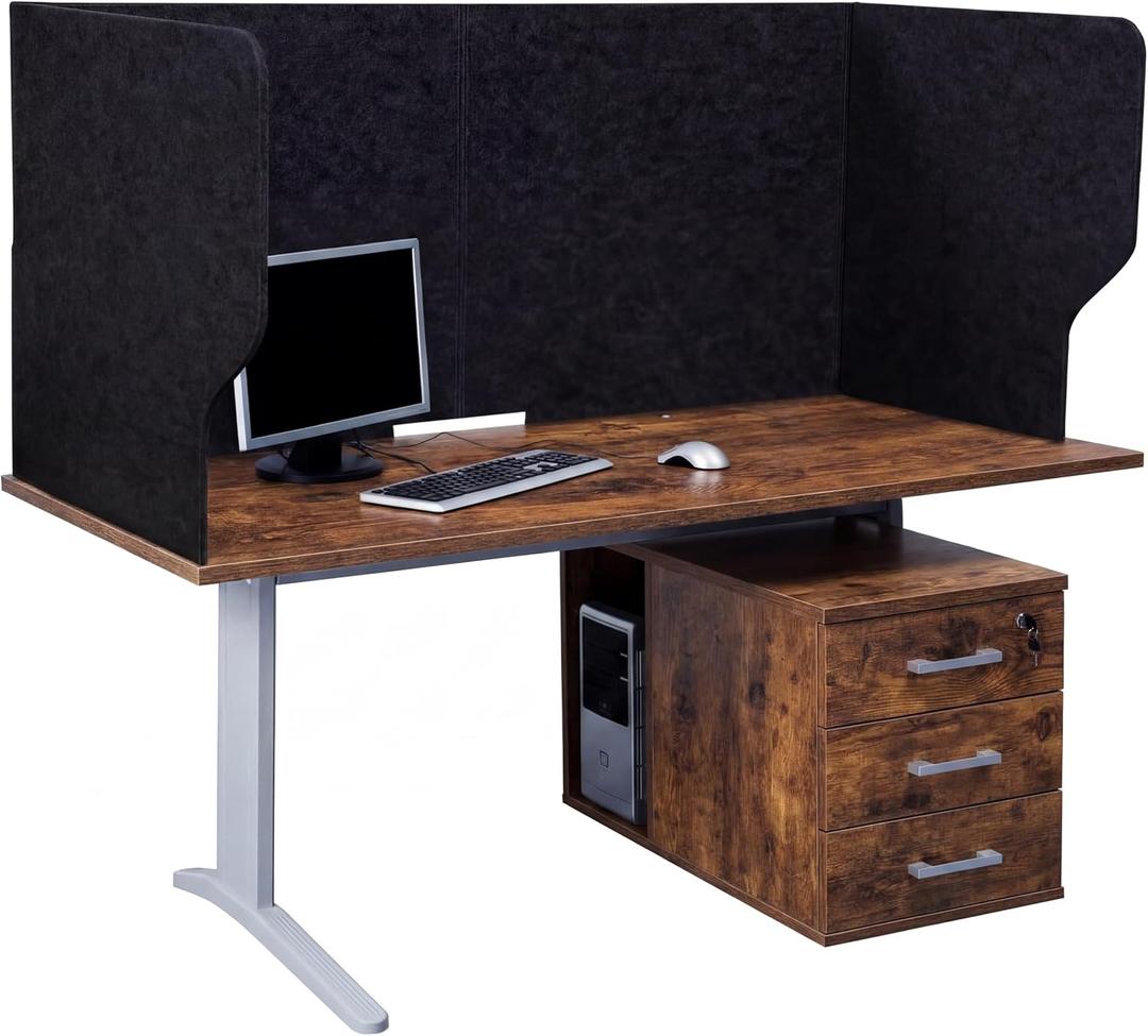 Dunzoom Large Desk Divider Foldable U Privacy Partition 48"L x 20"H, Black