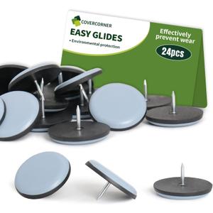 Chair Leg Floor Protectors 1 1/2'' Furniture Glides - Nail on Furniture Sliders Floor Protectors for Chairs