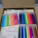 Draupnir 92 Pcs Fun Baby Shower Games Sign Kit Babies Coloring Blocks for Baby Shower, Wooden DIY Blank Blocks Freehand Painting with 36 Paint Markers