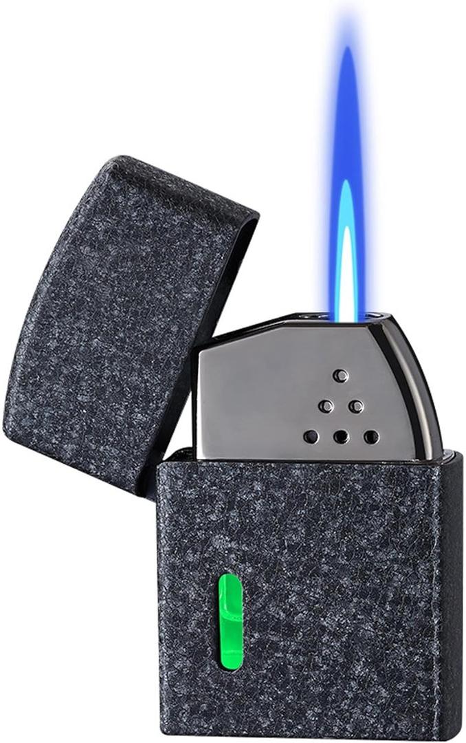 Smart Butane Torch LighterWindproof Direct Flame Lighter 4 Ignition Methods Visible Butane and Adjustable Flame Perfect for Outdoor Camping Party(Black)