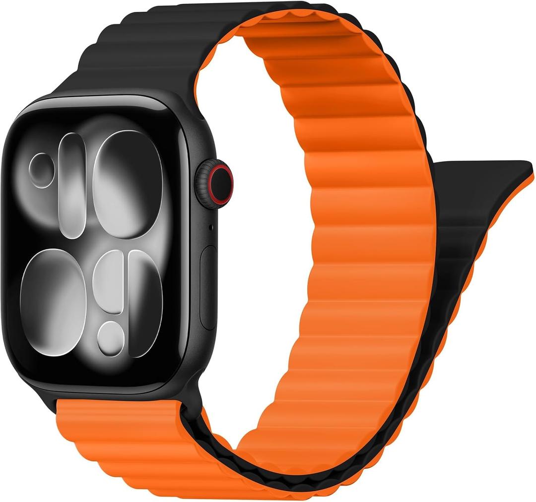 Magnetic Sport Bands for Apple Watch Band 40mm 38mm 41mm 42mm 44mm 45mm 46mm iWatch bands for Women Men,Silicone Loop Strap Wristband for Apple Watch Series 11 10 9 8 7 6 5 4 3 SE 3/2nd Ultra/3/2 49mm