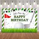 ZIOBUEMY Let's Partee Birthday Background Golf Birthday Grass Background for Photography Happy Birthday Golf Sports Theme Decoration Cake Table Banners (82.6''x59''), (LX-2.1x1.5m-WW-0018)