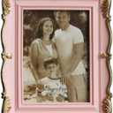 5 Inch Vintage Picture Frame Antique Photo Frame For Home Tabletop Fit For 3.5x5 Inch Photo (Pink)