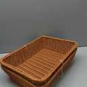Yarlung 2 Pack Woven Bread Basket, Plastic Wicker Fruit Baskets 15.7 x 11.4 Inch, Imitation Rattan Food Serving Trays for Vegetables, Kitchen, Restaurant, Outdoor, Brown