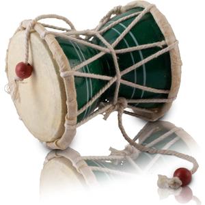 Handmade Wooden & Leather Classical Indian Folk Dumroo Damroo Damaru Hand Drum Set Percussion Decorative Collectible Showpiece World Musical Instruments (Green)
