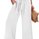 Caracilia Womens Wide Leg Palazzo Pants Cropped High Waisted 2026 Summer Casual Loose Lounge Flowy Travel Work Trousers, XXL