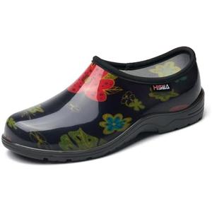 HISEA Waterproof Garden Shoe for Women Outdoor Slip-On Garden Clogs Rubber Rain Boots Short Ankle Booties Rain Shoes with Comfort Insole, Size: 8