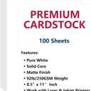 Cimlaga 100 Sheets White Cardstock 8.5 x 11 In, 92lb/250gsm Cover Card Stock, Thick Cardstock Printer Paper for Invitation, Menus, Wedding, DIY Cards, Scrapbook Supplies