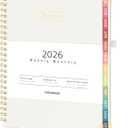 Forvencer 2026 Planner, Hardcover Calendar Planner Weekly and Monthly, Jan 2026 - Dec 2026, 6" x 8", Spiral Agenda Book with Tabs, Exquisite Daily Journal Organizer for Home School, Beige