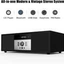 Nostalgic Bluetooth Stereo System for Home, WISCENT Vintage Micro HiFi Systems CD Player,with Bluetooth Audio Streaming,FM Radio,USB Port,Aux-in,Earphone Port (Black CD Player)
