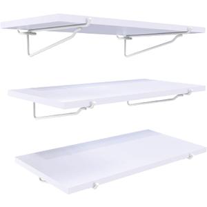 HUHOLE White Pegboard Shelf 3 Pack, Only Fits 1/4 Pegboard, Heavy Duty Peg Board Shelving for Organization, Wooden Pegboard Shelves for Garage, Pegboard Accessories for Crafts Room, Office