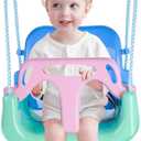 Toddler Swing, 3-in-1 Baby Swing Seat, Anti-Flip Snug & Secure Detachable Kids Swing Set, Infants to Teens Swing Seat for Playground Indoor Outdoor. (Macaron Green)