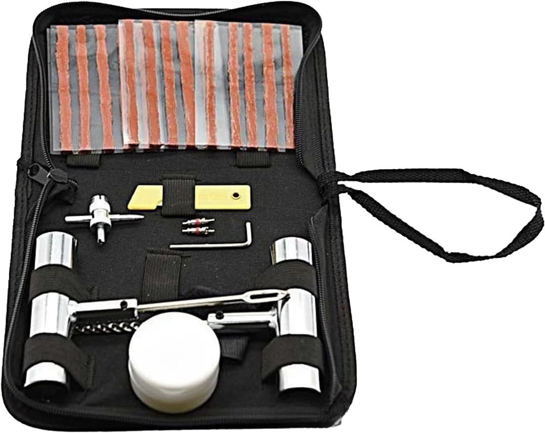 24PCS Car Tire Repair Kit, Heavy Duty Vehicle Emergency Punctures & Plug Flats Patch Tool Box, Automotive Tubeless Tire Repair Assortment, Universal for Sedan, Truck, RV