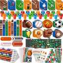 BenLouis 120Pcs Sports Party Favors Football Basketball Soccer Baseball Pencils Stickers School Stationery Bulk for Kids Sports Party Team Gift Fillers School Classroom games Rewards Supplies