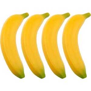 Artificial Banana Plastic Fruit Plastic Banana Faux Fruit Decor Realistic Props Home Kitchen Decor 4pcs
