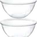 PLASTICPRO Disposable 150 Ounce Round Crystal Clear Plastic Serving Bowls for Snack or Chip ,Candy Dish, Party Salad Container Pack of 2