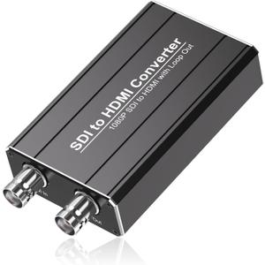 SDI to HDMI Adapter with SDI Loop out, BNC to HDMI converter Automatically detects SD/HD/3G-SDI, Embedded Audio