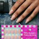 32pcs Short Press On Nails Almond 16 Sizes Glossy Fake Nails with Glue (Nude Pink)