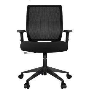 Ergonomic Office Chair Home Mesh Desk Chair with Adjustable Arms - Mid Back Computer Chairs for Adults - Swivel Task Chair Comfortable for Home Office (Black), 19 inches x 19 inches x 40 inches