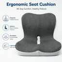 Cupocupa Memory Foam Seat Cushion, Ergonomic Orthopedic Pad with Adjustable Strap for Car Truck Office Chair, Lumbar Back Support & Sciatica Relief for Long Drives, Large