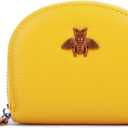 RFID Blocking Leather Credit Card Holder Wallet For Women Small/Medium Zipper Cute Card Case Mini Zip Wallet Compact Multi-Card Wallet (Yellow, Medium)