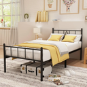 ZINUCOZY 14 in Twin Bed Frame with Headboard and Footboard No Box Spring Needed Heavy Duty Platform 450 lbs Noise Free Easy to Assemble Bed Frame Twin Size Non-Slip Black Twin Metal Frame