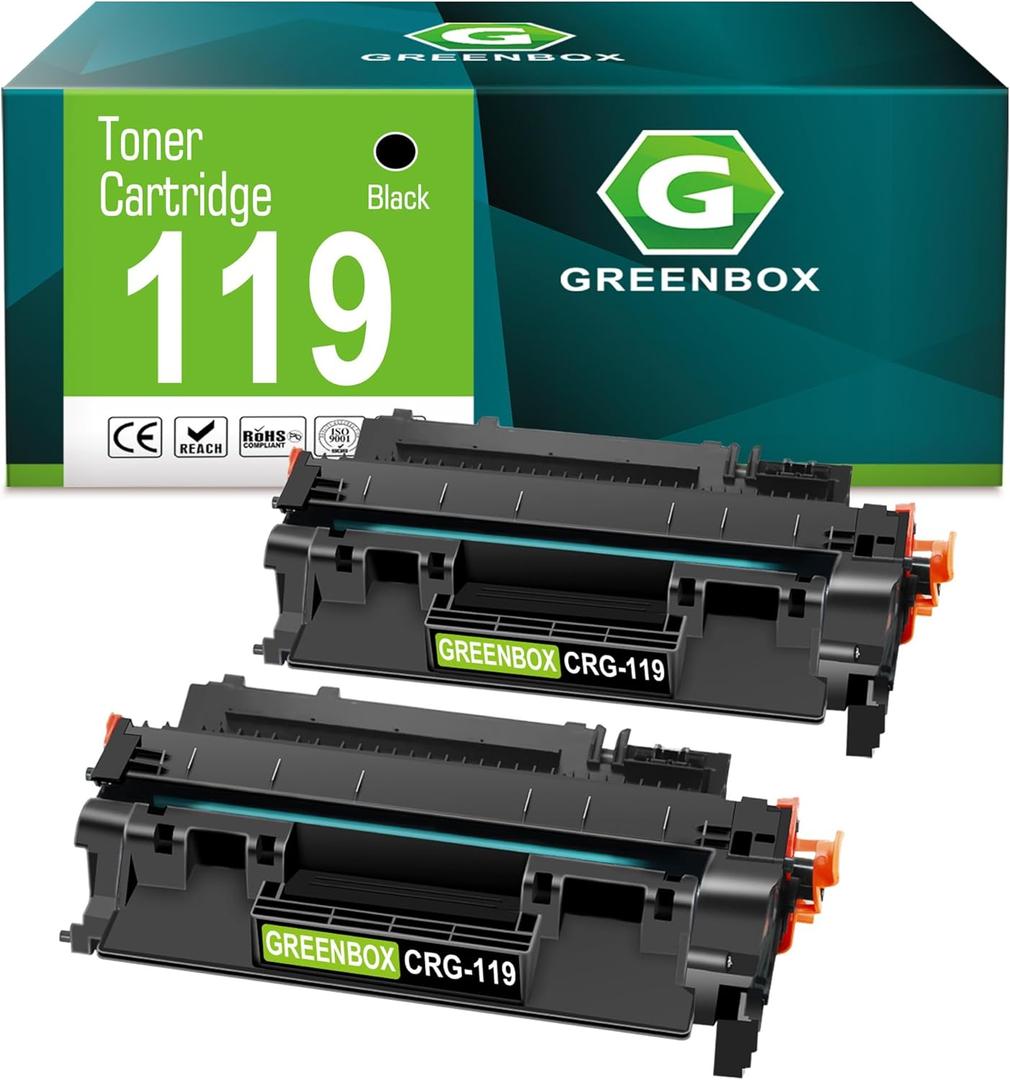 GREENBOX 119 Black Toner Cartridge Replacement for Canon 119 3479B001 Toner Cartridge for imageCLASS MF6160dw MF414dw MF5950dw MF5880dn MF5850dn MF416dw LBP253dw LBP6300dn MF5960dn Printer, 2-Pack