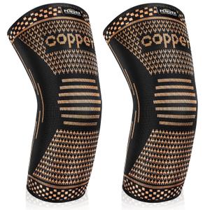 Copper Elbow Brace Compression Sleeves for Pain Relief Men Women, Arm Support Forearm Pads Braces for Tendonitis, Tennis, Golfers, Arthritis, Weight lifting (Large, Black)