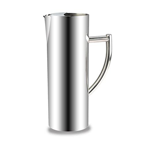 GWENBHMTOOL 47oz Stainless Steel Water Pitcher Cold Drinking Pitcher with Ice Guard Multifunctional Water Carafe for Home Hotel Restaurant