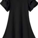 Toddler Dress Summer Baby Girl Dresses Layered Ruffle Sleeve Kids Cute Sundress Beach Birthday Party (4-5T, Black)