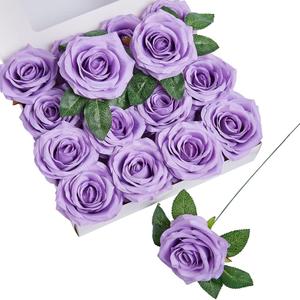 Roses Artificial Flowers Artificial Roses Fake Rose Silk Rose Fake Flowers with Stems for DIY Wedding Bouquets Party Tables Centerpieces Floral Arrangements (16, Lilac)
