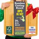 Organic Wood Cutting Boards for Kitchen for Chopping Vegetables, Carving Meat, Slicing Bread and Serving Charcuterie for Meal Time Prep, Holiday Gatherings, and Hosting Parties - Ideal for Home Chefs (Set of 3 (S, M, XL), Single-Tone)