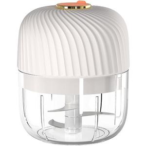 Electric Garlic Chopper, 250ml Mini Food Processor Masher Crusher, Garlic Grinder with USB Charging for Onion Ginger Vegetable Pepper Spice Meat (Color : White)