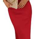 PRETTYGARDEN Women's Summer Bodycon Maxi Tube Dress Ribbed Strapless Side Slit Long Going Out Casual Elegant Party Dresses (Red, Small)