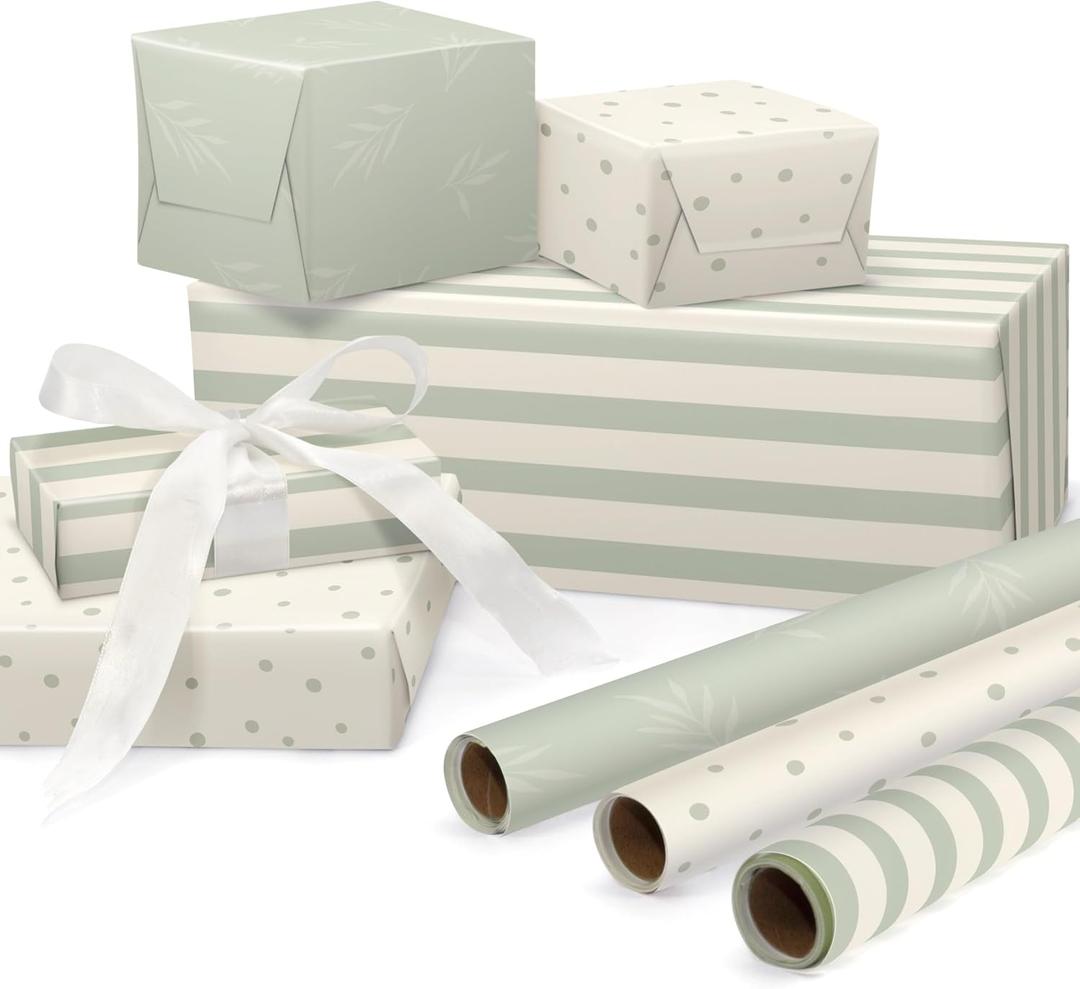 ZICOTO Beautiful Gift Wrapping Paper Rolls for All Occasions - Set of 3 Quality Rolls For Wedding, Birthday, Baby Shower & Christmas - Add a Touch of Magic to Every Gift You Wrap - 17 x 120 in