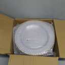 supernal 100 Pieces White and Gold Plastic Plates, 10 Inch Elegant Disposable Plates, Heavy Duty Plastic Dinner Plates for Party, Wedding and Birthday