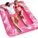 Inflatable Tanning Pool Lounger Float - Jasonwell 4 in 1 Sun Tan Tub Sunbathing Pool Lounge Raft Floatie Toys Water Filled Tanning Bed Mat Pad for Adult Blow Up Kiddie Pool Kids Ball Pit Pool (X-Large, Rose Pink)