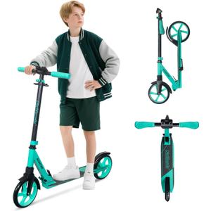 Nattork Kick Scooter for Kids 6+ Years Teens Adults - 220LB Weight Capacity, Front Shock Absorber and Adjustable Handlebar - Smooth Ride with 8" Sturdy Wheels, Ideal for Outdoor Sports