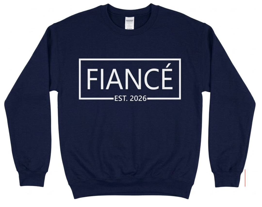 Fiance Est. 2026 Sweatshirt, Large, Navy Blue