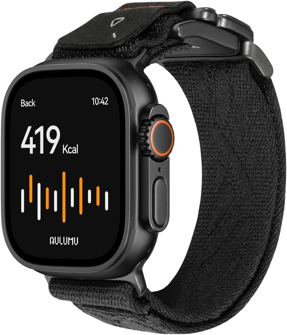 Aulumu C03 Snap Functional Titanium Buckle for Apple Watch Ultra (3/2/1) Nylon Band | Luxury Embossed Texture Knit | Quick-release Design | iWatch Bands for 49/46/45/44MM