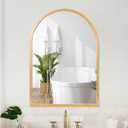 Arched Wall-Mounted Mirror Gold Arch Mirror Aluminum Alloy Frame Bathroom Mirror for Vanity Living Room, Bedroom, and Entryway 20"x16"