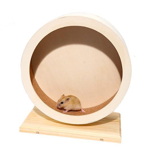 Hamster Wooden Silent Wheel, Small Animal Exercise Wheel Accessories, Quiet Spinner Hamster Running Wheels Prevent Depression Toys for Hamsters, Gerbils, Mice and Other Small Pets (S)